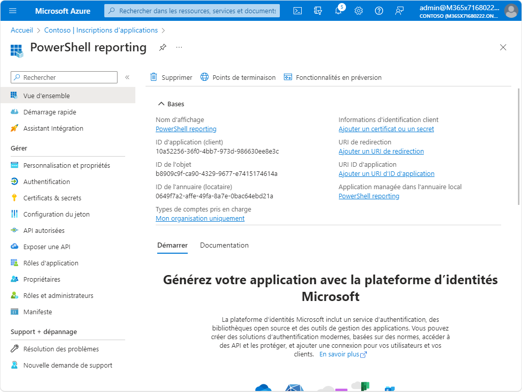 informations importantes de votre application